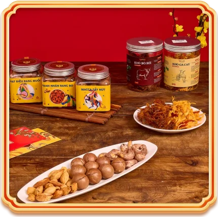 các món trong set quà hạt dinh dưỡng hạt ngọc khai xuân